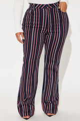 On My Game Striped Stretch Flare Jeans - Black/combo