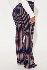 On My Game Striped Stretch Flare Jeans - Black/combo
