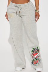 Heart Of Roses Ed Hardy Pant - Heather Grey