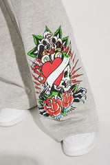 Heart Of Roses Ed Hardy Pant - Heather Grey