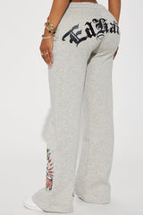Heart Of Roses Ed Hardy Pant - Heather Grey