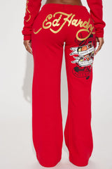Broken Hearts Ed Hardy Wide Leg Pant - Red