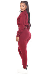 Meet Me Outside Fleece Set - Burgundy