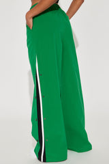 Jennie Snap Button Track Pant - Green/combo