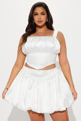 Ariel Bubble Hem Skirt Set - White
