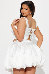 Ariel Bubble Hem Skirt Set - White