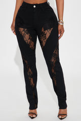 Club Classic Stretch Lace Skinny Jeans - Black