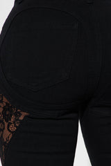 Club Classic Stretch Lace Skinny Jeans - Black