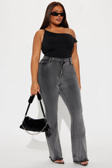 Highest Stakes Stretch Flare Jeans - Black Wash