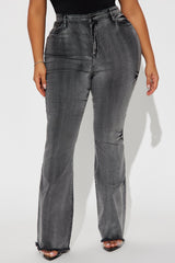 Highest Stakes Stretch Flare Jeans - Black Wash