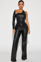 Call It Even Faux Leather Dress Pants - Black
