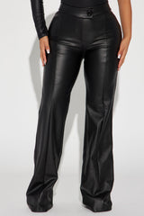 Call It Even Faux Leather Dress Pants - Black