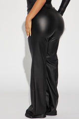 Call It Even Faux Leather Dress Pants - Black