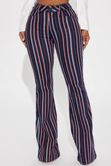 On My Game Striped Stretch Flare Jeans - Black/combo