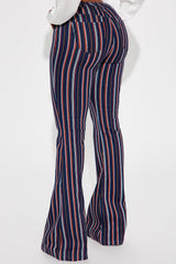 On My Game Striped Stretch Flare Jeans - Black/combo