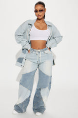 Better Shape Up Stretch Baggy Jeans - Light Wash