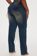 Keep It In Mind Stretch Tinted Straight Leg Jeans - Dark Wash