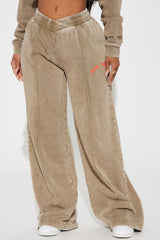 New York Washed Wide Leg Pant - Taupe/combo