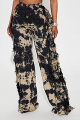 Front Row Shredded Wide Leg Jeans - Black Wash
