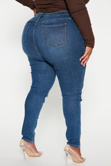 Lots Of Love Ripped Skinny Jeans - Dark Wash