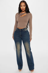 Keep It In Mind Stretch Tinted Straight Leg Jeans - Dark Wash