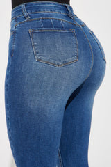 Bea Ripped Booty Lifter Skinny Jeans - Medium Wash