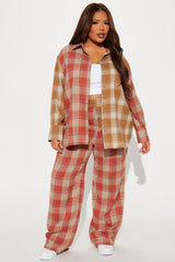 Never Alone Flannel Pant Set - Rust/combo