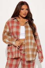 Never Alone Flannel Pant Set - Rust/combo
