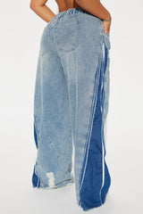 Shooting My Shot Elastic Waistband Baggy Jeans - Medium Wash
