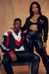 Bulls Cropped Zip Hoodie - Black