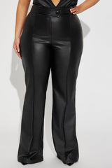 Call It Even Faux Leather Dress Pants - Black