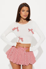 Bow Era Gingham Bubble Skirt Set - Red/White