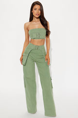 Janine Denim Pant Set - Green