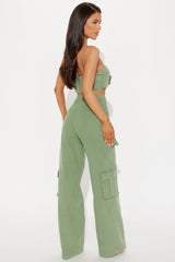 Janine Denim Pant Set - Green
