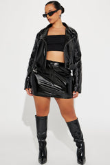 Mainstage Moment Faux Leather Skirt Set - Black