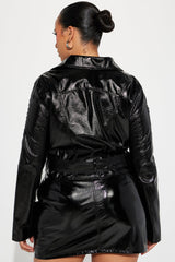 Mainstage Moment Faux Leather Skirt Set - Black