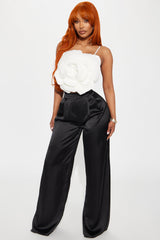 Tone It Down Satin Trouser - Black