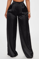 Tone It Down Satin Trouser - Black