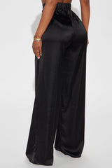 Tone It Down Satin Trouser - Black