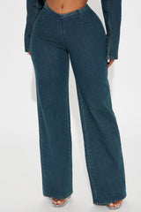 Hayze Stretch V- Waistband Straight Leg Jeans - Dark Wash