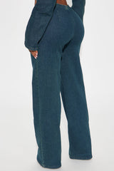 Hayze Stretch V- Waistband Straight Leg Jeans - Dark Wash