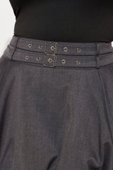 Katie Belted Bubble Mini Skirt - Charcoal