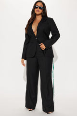 On A Deadline Blazer Pant Set - Black