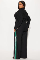 On A Deadline Blazer Pant Set - Black