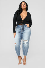 Tobi High Rise Mom Jeans - Medium Blue Wash