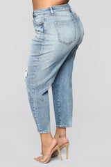 Tobi High Rise Mom Jeans - Medium Blue Wash