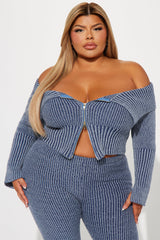 New Day Sweater Mineral Wash Legging Set - Blue