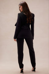 Jenna Bow Blazer Suit Set - Black