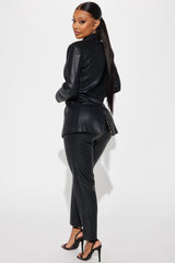 Taylor Faux Leather Pant Set - Black