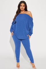 Don't Get Twisted Ribbed Legging Set - Blue